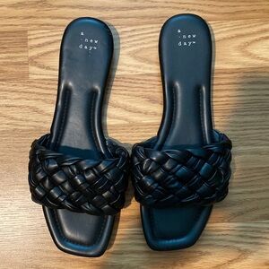 a new day Black Woven Slide Sandals